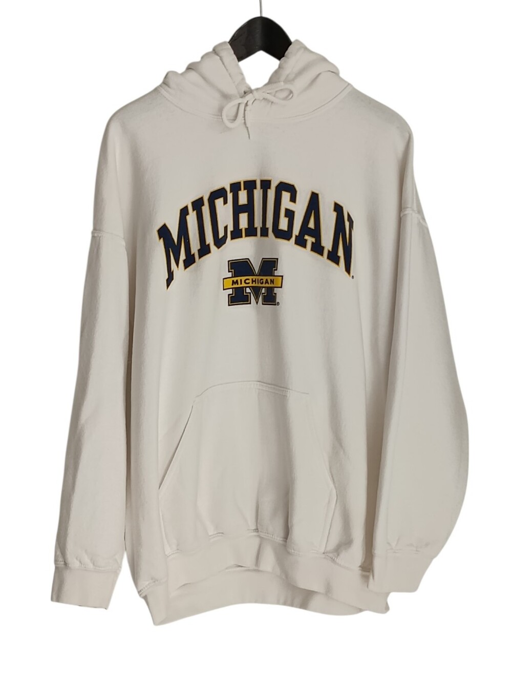 VTG Y2K Michigan Wolverines White Pullover Hoodie Sweatshirt Gildan XL